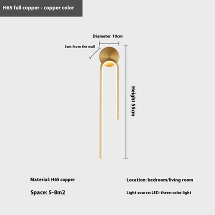 Modern Simple And Light Luxury Copper Wall Lamp Lamp In The Living Room