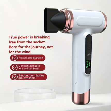 Rechargeable Hair Dryer with Three Temperature Settings for Hot And Cold Air, Powerful Mini Design