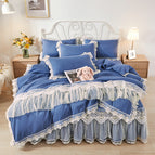 MousseRoyal Blue / 150X200cm bed skirt and pillow