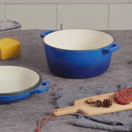 6QT Cast Iron Dutch Oven Pot | Enameled Pots With Lid For Bread Baking, Cooking, Stewing,