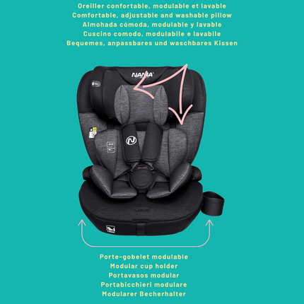 Baby Car Seat, Evolving from 76-150 Cm, 15 Months to 12 Years, Adjustable Headrest with 12 Levels