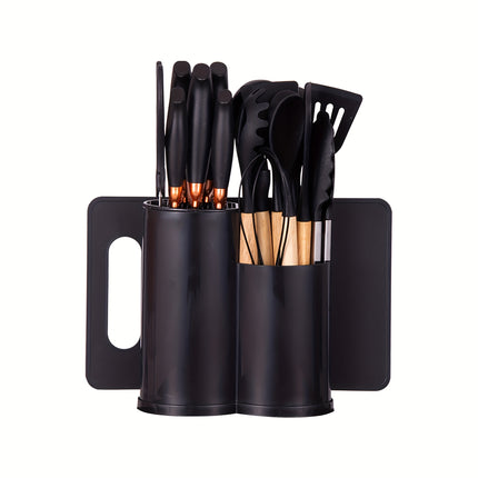 19pcs Modern Black Kitchen Knife & Cuisine Set  Professional Blade Collection with Ergonomic