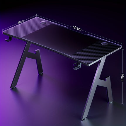 Gaming Table, Ergonomic Carbon Fiber Gamer Table, 120/140cm Computer Table with Cup Holder