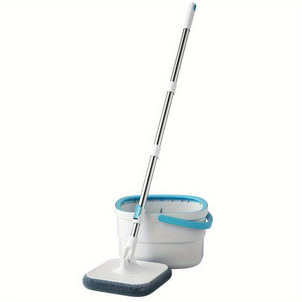 4PCS/SET rotating square mop set, equipped with mop bucket+2 washable and reusable ultra-fine fiber mops