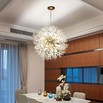 1 luxury Golden crystal chandelier, modern dandelion design, adjustable suspension cable