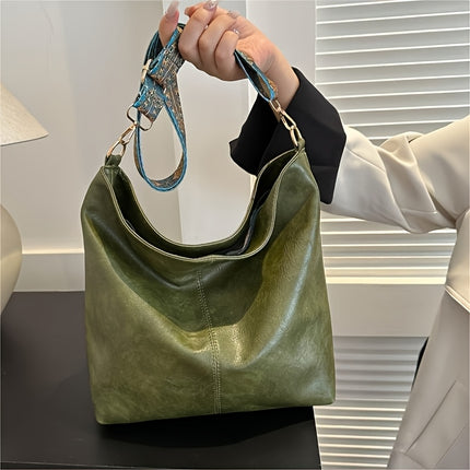 Women's Large Bohemian Style Shoulder Bag - Vintage Wide Strap Crossbody Bag with Adjustable Strap