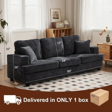 Sofa with Plush Cushions & Removable Washable Cover - Contemporary Sectional Sofa