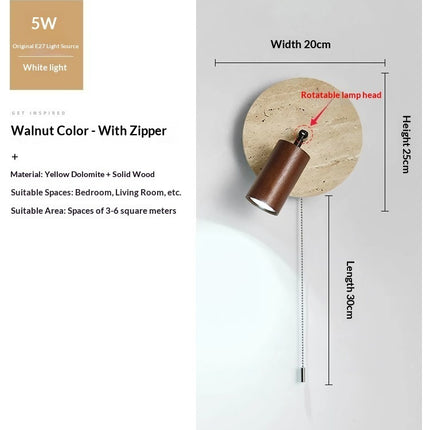 Study And Living Room Backdrop Wall Light In Walnut Wall Lamp