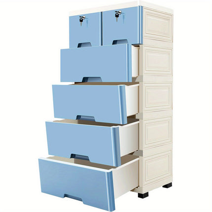 Extra Wide 50-Inch Thick Plastic Storage Cabinet with Drawers 4-Tier