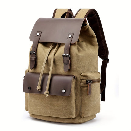 1pc Trendy Retro Canvas Computer Bag Backpack, Student School Bag, Retro Casual Backpack,