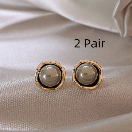 Elegant Gray Pearl Stud Earrings For Women