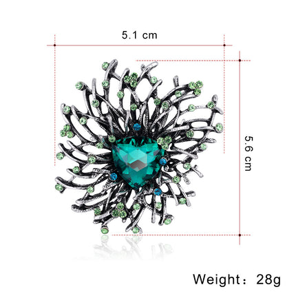 Fashion Creative Antique Silver Brooch With Diamonds