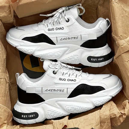 1 Pair MAINALUN Men's Low-Top Sneakers - All-Season White Outdoor & Casual Shoes