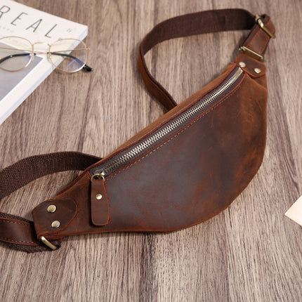 Men's Vintage One Shoulder Multifunctional Cowhide Crossbody Chest Bag