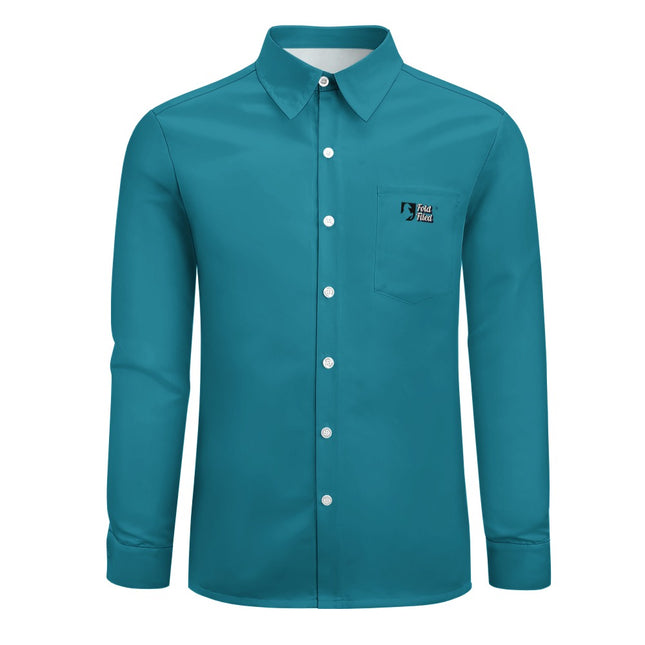 Peach Velvet Casual One Pocket Long Sleeve Shirt