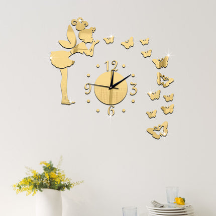 Mirror Wall Clock Stars Living Room Bedroom Personality Background Wall Clock