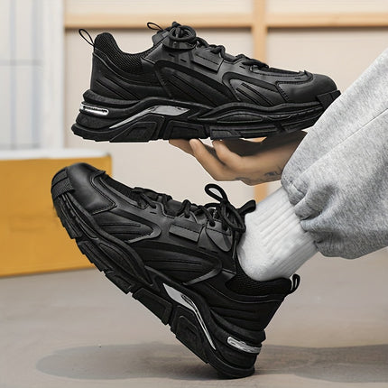 Men's Mesh Breathable Chunky Shoes, Comfy Non Slip Lace Up Casual Sneakers For Men's