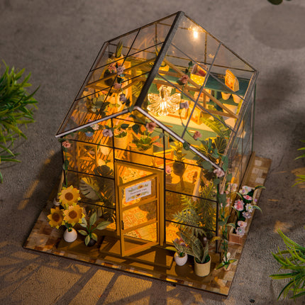 Handmade DIY Cottage Assembly Building Model Puzzle Toy Greenhouse
