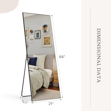 Floor Mirror- Aluminum Alloy Frame Full Body Mirror for Bathroom Living Room Bedroom and Entryway