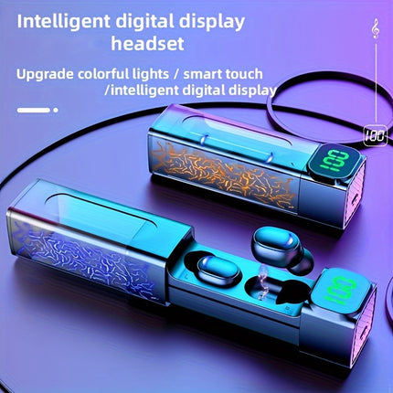 Wireless Earphones - Home Audio Headphones with LED Display, Touch Control