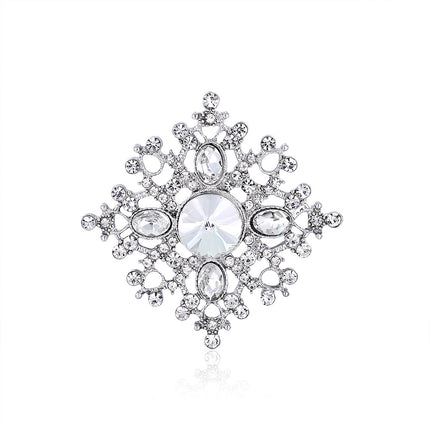 Fashion Alloy Square Brooch With Diamonds