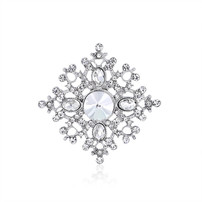 Fashion Alloy Square Brooch With Diamonds
