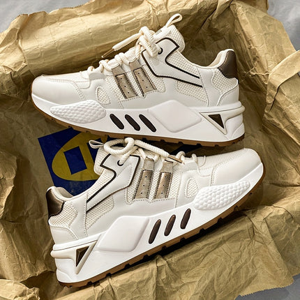 Sneakers, Men's Fashionable Thick-soled Shoes, Anti-slip Lace-up Low-top Running Shoes,