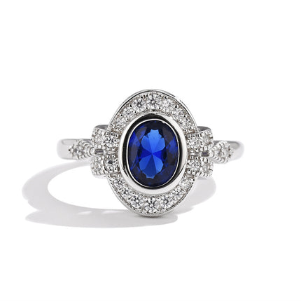 Womens Light-Luxury Waterdrop Ring With Colorful Gemstones