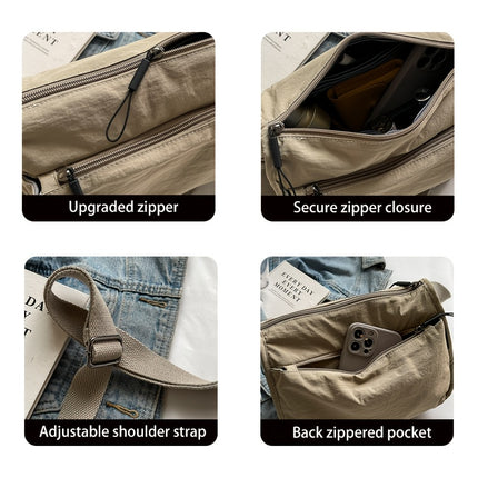 Multi Pockets Cross-body Bag, Nylon Shoulder Bag, Versatile Square Bag for Travel, Daily