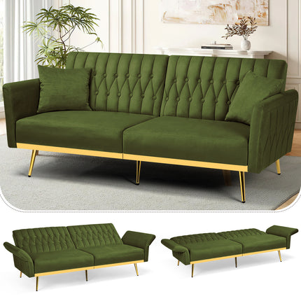 Sofa Bed Featuring Adjustable Arm And Back Rests, a Cozy Futon Loveseat with a Button-Tufted Style,