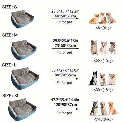 Extra-Large Luxury Plush Pet Sofa Bed - Thick, Warm with High Backrest for Cats & Dogs, Easy Clean, All-Season Comfort