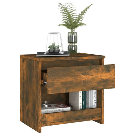 Smoked Oak Plywood Nightstand For Bedroom With Drawer And Compartment Bedside Coffee Sofa Tea Table Storage Closet Chest