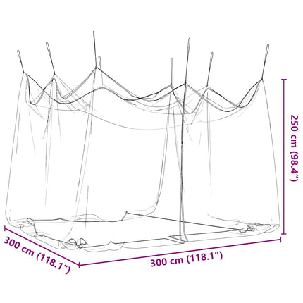 White Interior/Exterior Mosquito Net 156 Mesh, 300x300x250 cm - Durable Polyester, Portable