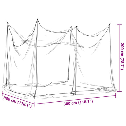 Black Interior/Exterior Mosquito Net 156 Mesh, 300x300x200 cm - Durable Polyester, Portable