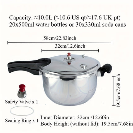 30/32cm Stainless Steel Pressure Cooker  Red Valve Safety Design, Gas/Induction/Outdoor Use