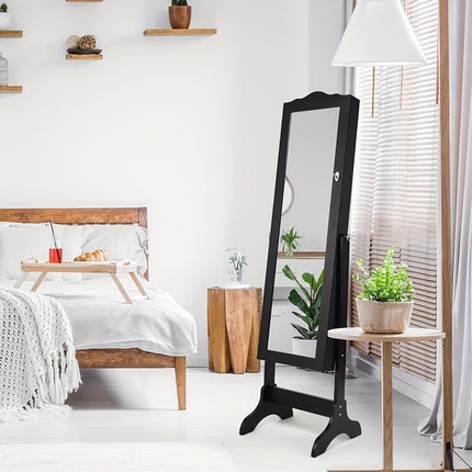 Secure Lockable Storage with Full-Length Mirror & Spacious Organizer, Standalone Design for Easy Access