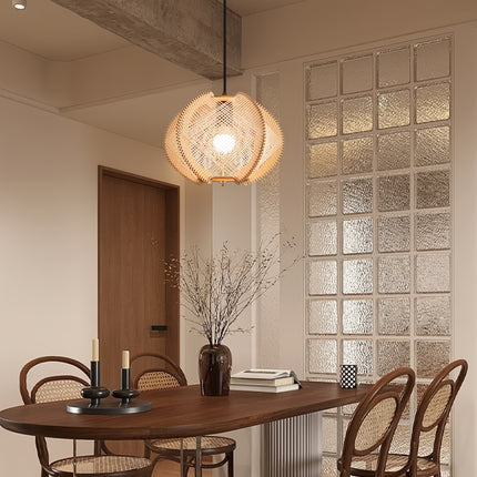 1pc NewAoNaSen Boho-Chic Wooden Pendant Light - Modern Retro Hanging Lamp