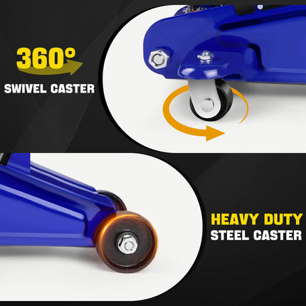 Hydraulic Rolling Heavy-Duty Jack - 2 Tons - Low Profile - for Car, Utility & Garage - Tire Repair/Repair