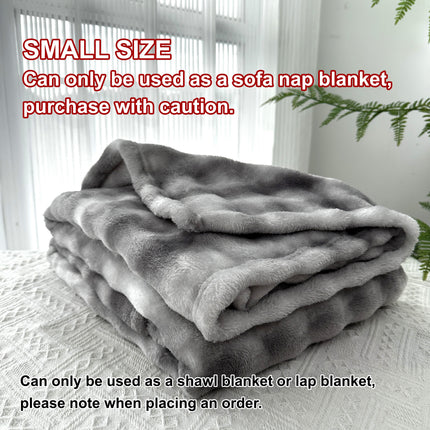 Super Soft Bubble Faux Rabbit Fur Blanket, Machine Washable, All-Season, Heavyweight Winter Blanket