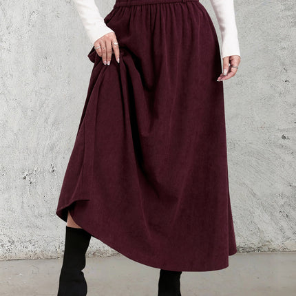Winter Corduroy Women'S Casual High-Waisted A-Line Skirt, Thick And Versatile Long Pleated Umbrella Skirt.