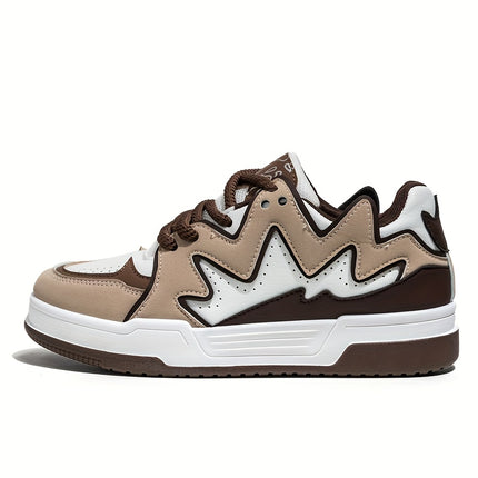 Men's Heavy-Duty Thick-Sole Sneakers Round Toe Low-Top Lace-Up Skate Shoes Suitable