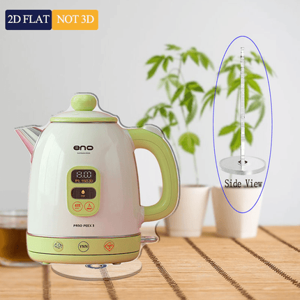2D Flat - 1pc 2D Plane Acrylic Pink Electric Kettle Light Green Handle and Knob, Digital Display Shows