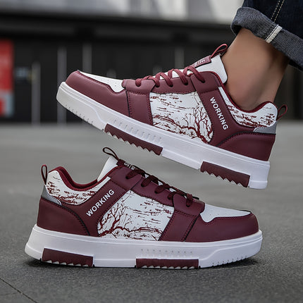 1pair Men'S Fashion Skateboard Sneakers, Casual Street Style Athletic Shoes with Branch Print