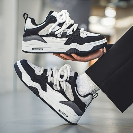Men's All-Season Thick-Soled Bread Sneakers Low-Top Lace-Up Casual Sports Shoes with Non-Slip