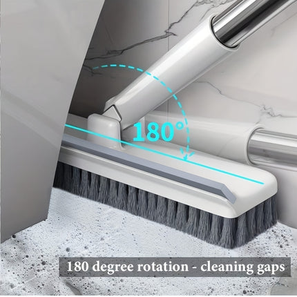 2-in-1 Heavy-Duty Floor Scrub Brush with Long Handle Stiff Bristle Scrubber & Scraper for Bathroom