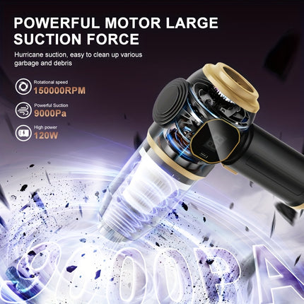 Handheld Vacuum Cleaner, USB Rechargeable, Wireless, with LED Display