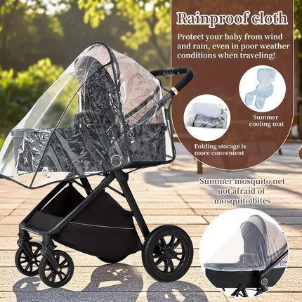 Complete Set of a 3-In-1 Stroller, Buggy, And Baby Bed with a One-Click Folding Feature, Designed for Newborns