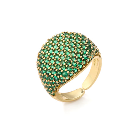 Full-diamond Round Open Geometric Zircon Ring