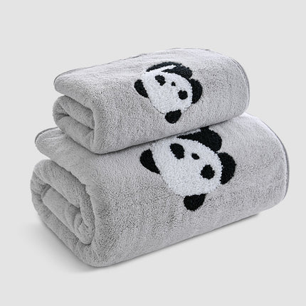 Coral Velvet Panda Embroidery Covers Soft And Absorbent