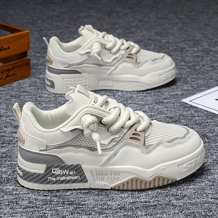 Sneakers, Men's Casual Lace-up Shoes, Comfy Non-slip Breathable Shoes WithFabric Uppers